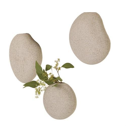 Set of 3 Pebble Wall Vases-Grey Wall décor set (مزهرية بابيل الجدارية - رمادي - مجموعة من 3)