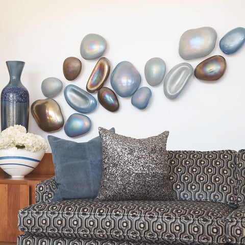 Set of 5 Glass Wall Gems-Sapphire(زجاج حائط أحجار كريمة - ياقوت - مجموعة من ٥ )