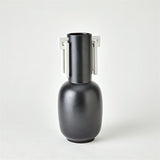 Grecian Handled Vase-Matte Black-مزهرية بمقبض إغريقي-أسود غير لامع