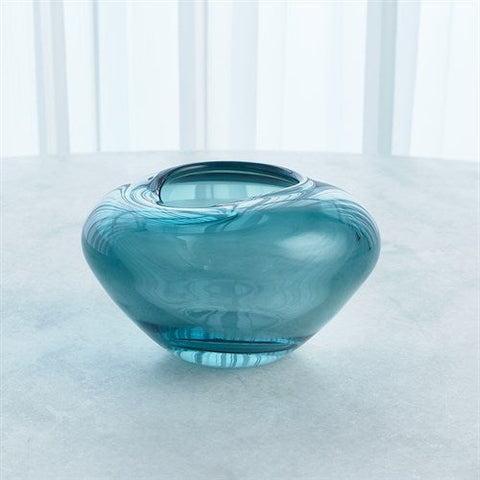 Undulating Vase-Azure- Small-مزهرية متموجة-لون أزور- صغير