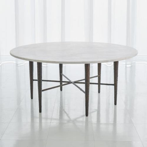Hammered Cocktail Table-Bronze w/White Marble-طاولة كوكتيل مطروقة - برونزية مع رخام أبيض