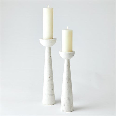 Round Top Candle Stand-White- Small-حامل شموع دائري - أبيض - صغير