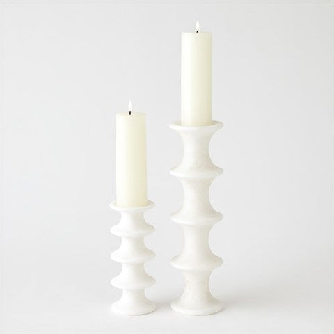 Ridge Alabaster Candlestick-White- Small-حامل شمعدان المرمر- أبيض - صغير