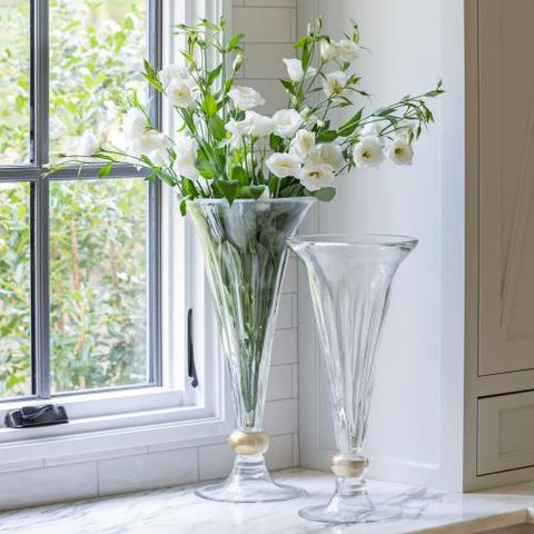 Trumpet Vase-Clear- Large-مزهرية بوق شفاف - كبير