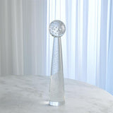 Tower Sphere Obelisk-Spiral Sphere w/Spiral Stem- Medium-مزهرية كرة حلزونية مع قاعده - شفاف - وسط