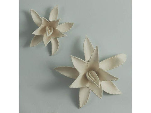Agave Sculpture-Matte White-Large(تحفة الزهرة -  بلون أبيض باهت- كبيرة)