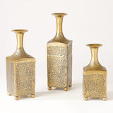 Aluminum Bottle Vase-Antique Gold-Large(مزهرية زجاجية من الومنيوم - انتيك جولد لارج)