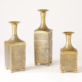 Aluminum Bottle Vase-Antique Gold-Medium (مزهرية زجاجية من الألومنيوم - ذهبي - وسط