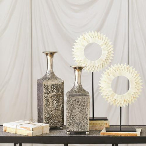 Aluminum Bottle Vase-Nickel-Medium(مزهرية زجاجية من الألومنيوم - نيكل - وسط)