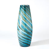 Aqua Green Swirl Vase-Large(مزهرية لولبية - اخضر مائي - كبير)