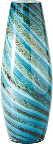 Aqua Green Swirl Vase-Large(مزهرية لولبية - اخضر مائي - كبير)