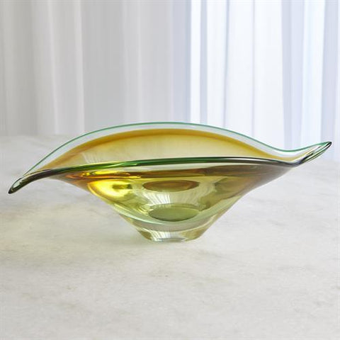 Bent Leaf Bowl-Aqua/Amber-Large(سلطانية منحنية - كبير)