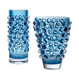 Bubble Cylinder Vase-Cobalt(مزهرية عريضة مزينة بفقاعات - بلون أزرق)