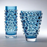 Bubble Cylinder Vase-Cobalt(مزهرية عريضة مزينة بفقاعات - بلون أزرق)