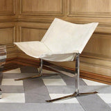 Cantilever Chair-Hair-on-Hide-White(كرسي بسطح من شعر البقر باللون الأبيض)