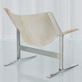 Cantilever Chair-Hair-on-Hide-White(كرسي بسطح من شعر البقر باللون الأبيض)
