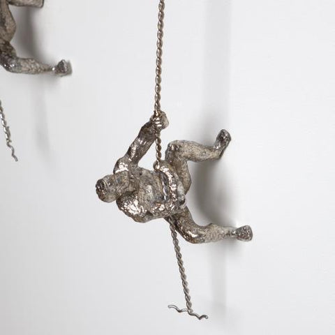 Climbing Man-Wall Mounted-Thai Silver Leaf sculpture(جدارية الرجل المتسلق باللون الفضي)