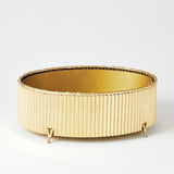 Corrugated Bamboo Cachepot-Brass-Medium(سلة الخيزران المموج من النحاس- حجم متوسط)