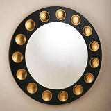 Domino Round Mirror-Black/Gold Leaf