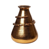 Etruscan Style Squat Wrapped Vase-Gold Crackle(مزهرية ملفوفة على شكل القرفصاء على الطراز الأتروسكي-- خشن ذهبية)