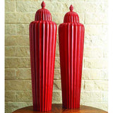 Buy Fluted Temple Jar-Red Online at best prices in Riyadh