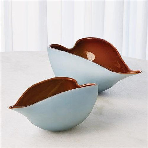 Frosted Blue Bowl W/Amber Casing-Small(وعاء أزرق بلوري مع غلاف كهرماني -صغير )