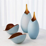 Frosted Blue Vase w/Amber Casing-Large size(مزهرية زرقاء متجمدة مع غلاف كهرماني - حجم كبير)