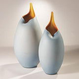 Frosted Blue Vase w/Amber Casing-Small(مزهرية مثلجة زرقاء بغلاف عنبر داخلي - صغير)