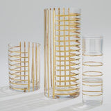 Glass Grid Vase-Gold-Small(مزهرية شبكية زجاجية -ذهبي-صغير)