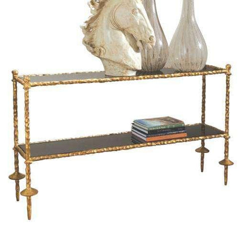 Gold Chiseled Console-Black Granite(طاولة مدخل ذهبية بطبقتين من الغرانيت )