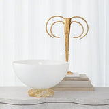 Golden Glass Rope Bowl(زبدية ابيض مطفي على قاعدة لون ذهبي على شكل ملتوي مقاس 14*8.5 بوصة )