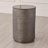 Hemp Etched Barrel Table-Black Nickel(طاوله على شكل برميل محفور من القنب - نيكل أسود)