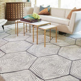 Hex Swirl Rug-8' x 10'( سجادة هيكس سويرل-ابيص ورمادي - 8' x 10')