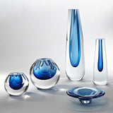 Hexagon Cut Glass Vase-Cobalt(مزهرية قطع الزجاج المسدس  - بلون أزرق)
