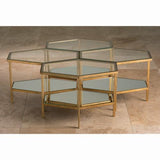 Hexagon Table-Gold Leaf-Tall(طاولة سداسية ذهبية  طويلة بسطح زجاجي)