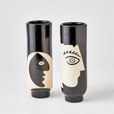 Hombra Vase-Black w/Natural Design