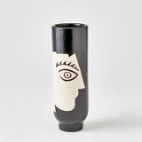 Hombra Vase-Black w/Natural Design