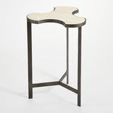 Link Bunching Table-Natural Iron w/Travertine Top (طاولة الأحجية الجانبية مع سطح من الرخام العاجي - حديد أسود)