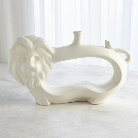 Lion Vase-Matte White(مزهرية  الأسد - ابيض غير لامع)
