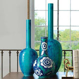 Painted Gourd Vase-Blue-Small(مزهرية صغيرة زرقاء بشكل ثمرة القرع - مزخرفة  )