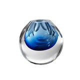 Pentagon Cut Glass Vase-Cobalt(مزهرية قطع الزجاج البنتاجون - بلون أزرق)