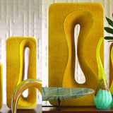 Rectangular Amoeba Vase-Yellow-Large(مزهرية مستطيلة مفرغة بشكل أميبا - صفراء - كبيرة)