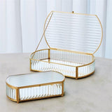 Reeded Glass Oval Box-Sm