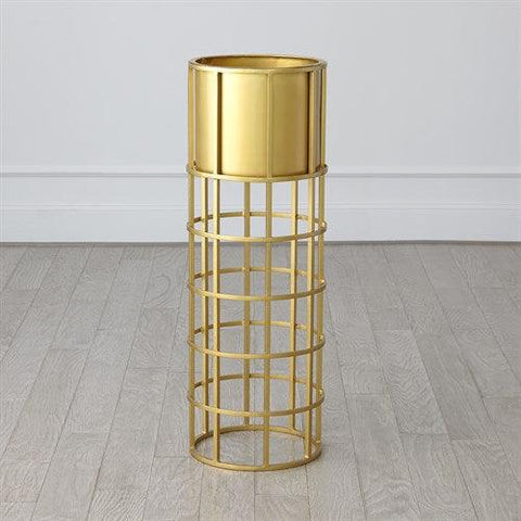 Ringed Planter-Brass-Lg