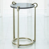 Round Clamp Accent Table-Nickel with Black Granite Top (طاولة جانبية مع مشابك فضية مع سطح من الجرانيت الأسود - فضي)