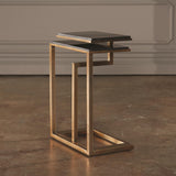 Set of 2 C-Nesting Tables-Brass(S / 2  طاولات متداخلة من النحاس الأصفر)