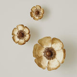 Set of 3 Golden Poppies(جدارية الخشخاش - ذهبي - مجموعة من 3 قطع)