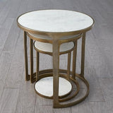 Set of 3 Marble Top Nesting Tables-Brass(طقم - طاولات متداخلة من الرخام - نحاس)