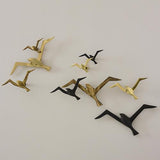 Set of 3 Metallic Flock Wall Decor-Ant Brass(ديكور حائط على شكل طيور معدنية - نيكل عتيق - مجموعة من 3)