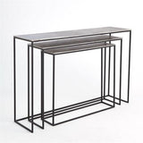 Set of 3 Sand Casted Nesting Consoles-Black Frame w/Nickel Top(مجموعة من ثلاثة مداخل متداخلة - إطار أسود مع سطح من النيكل)